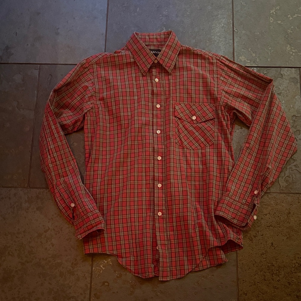 Men’s vintage medium Lanvin Red Plaid Button-Down Shirt